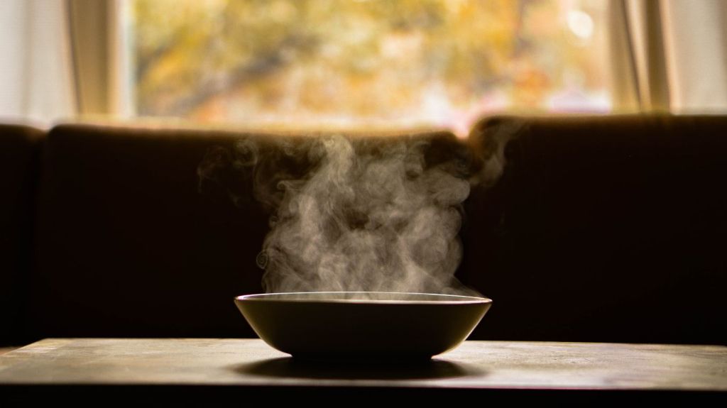A bowl of hot water for face steaming